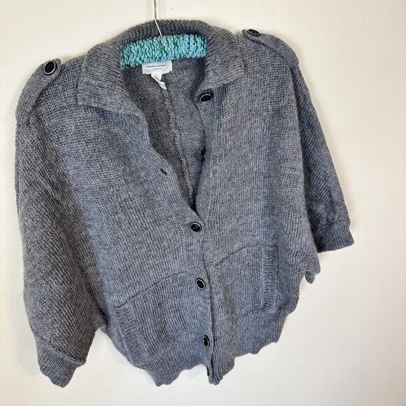 Alpaca Blend Cardigan Sweater Womens Medium Kimono Sleeve Banana Republic Gray - Picture 1 of 7